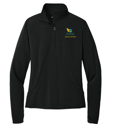 Ladies Stretch 1/4 Zip Pullover-Black