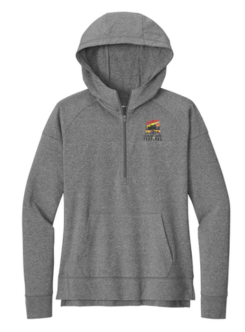 1/2 Zip Ladies Hoodie-Charcoal Heather Gray