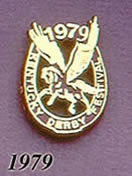 1979 Pegasus Pin - Horseshoe/Gold on Brown Plastic