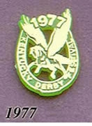 1977 Pegasus Pin - Horseshoe/Gold on Green Plastic