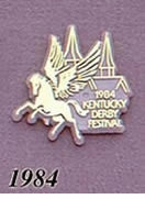1984 Pegasus Pin - Pegasus/Gold on Gray Plastic w/Twin Spires